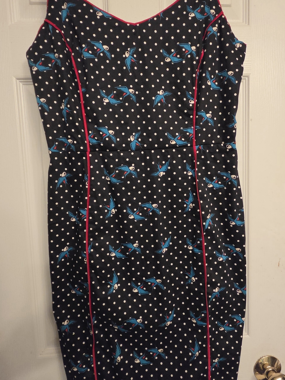 Modcloth Black Midi Dress with Blue Sparrows - Picture 2 of 4